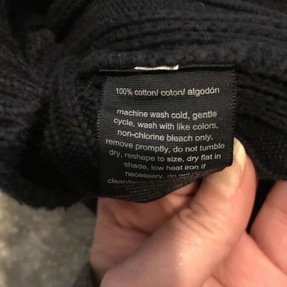 Tommy Hilfiger Women's Blue Color block Cotton Cable-Knit Sweater Size M - Picture 6 of 6